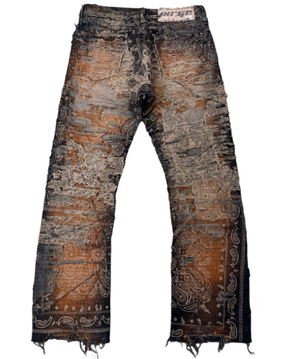 Rust Boro Paisley Flares- 32