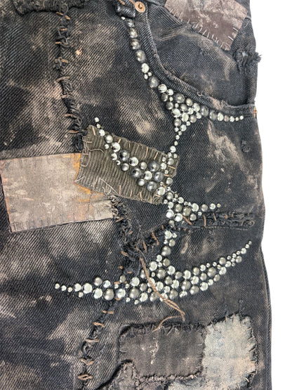 'ASHFALL' STUDDED & PATCHED DENIM-36