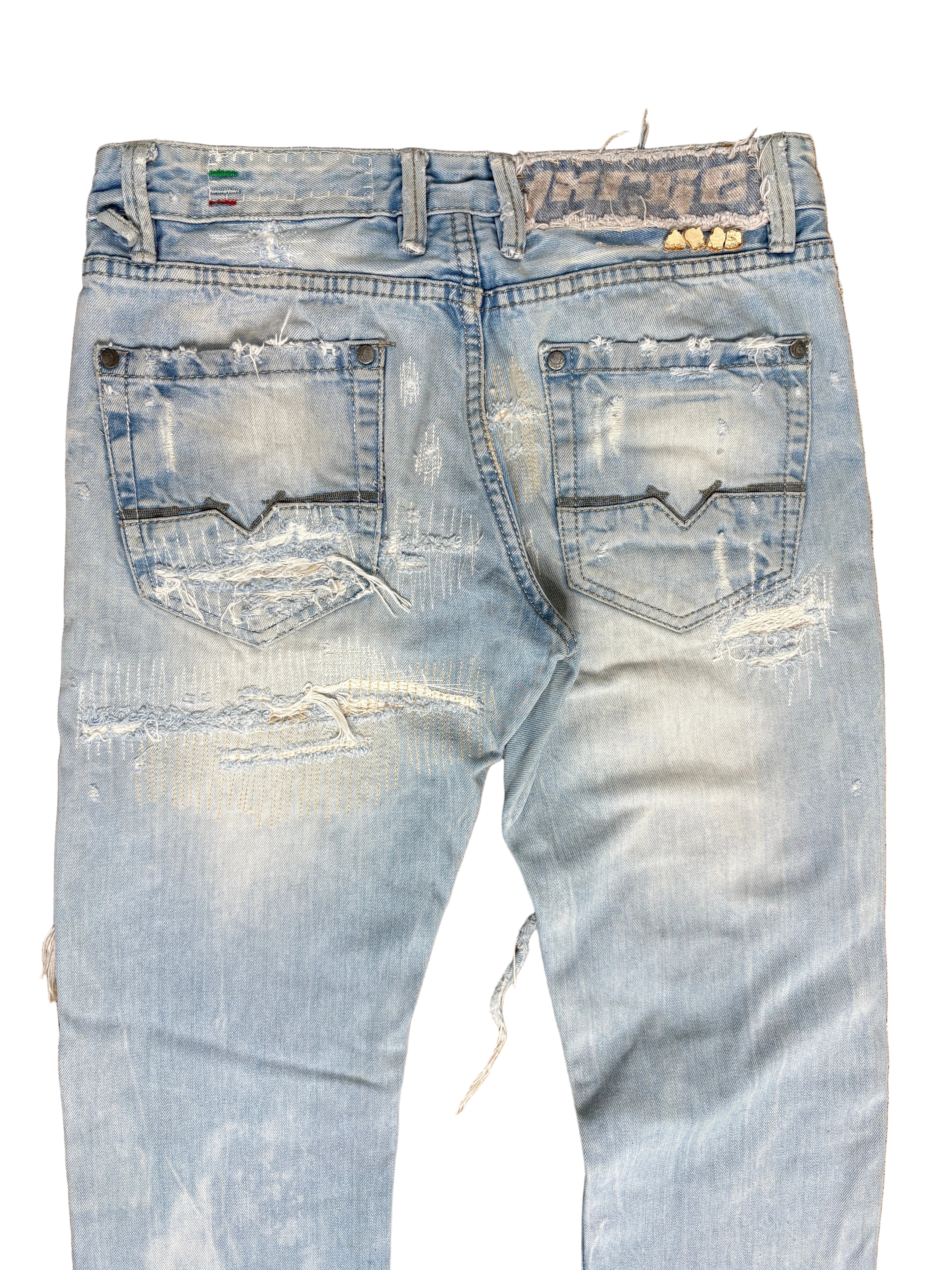 Pierced Repair Skinny Denim- 28