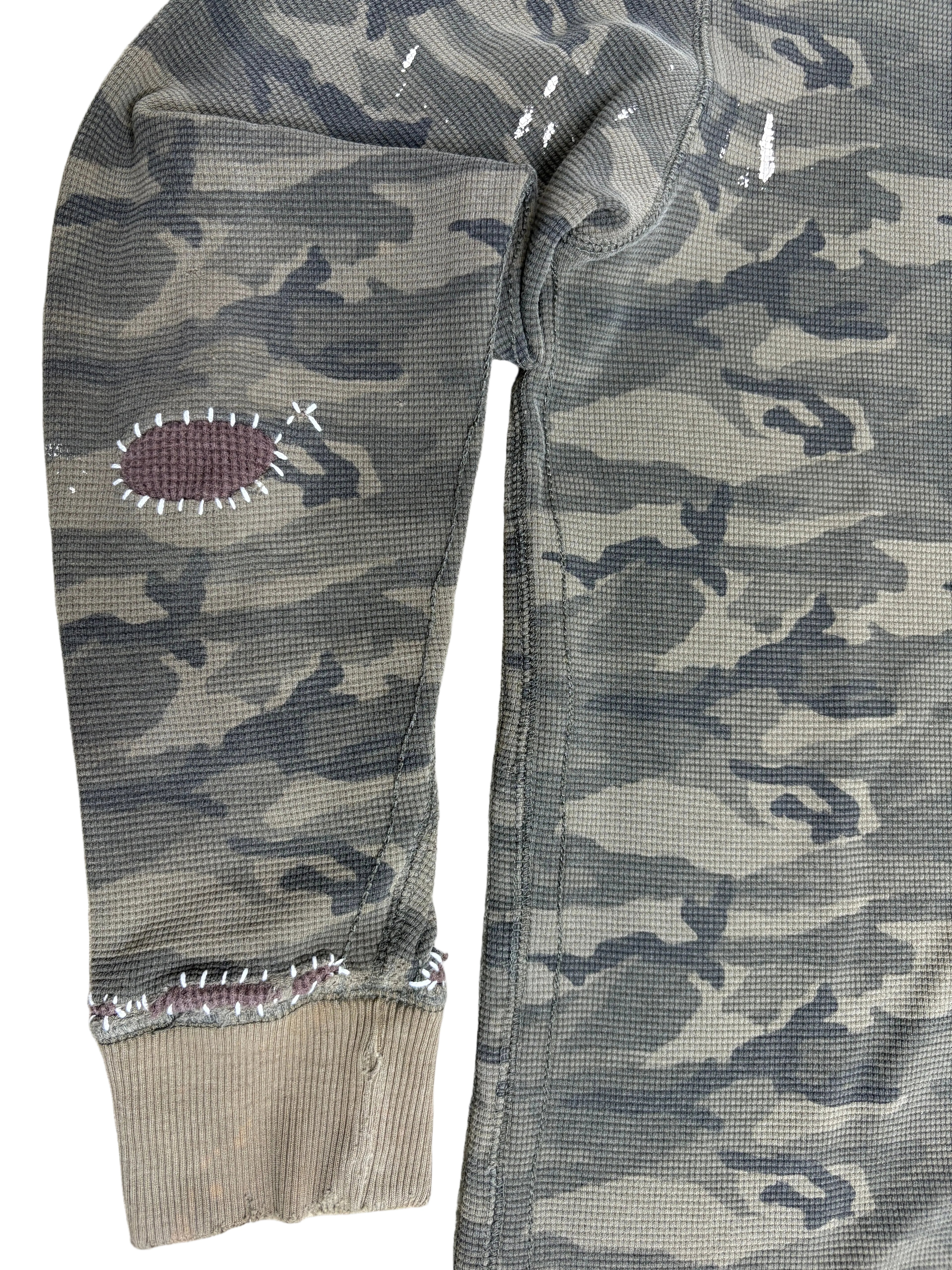 Camo Whipstitch Repair Henley- L