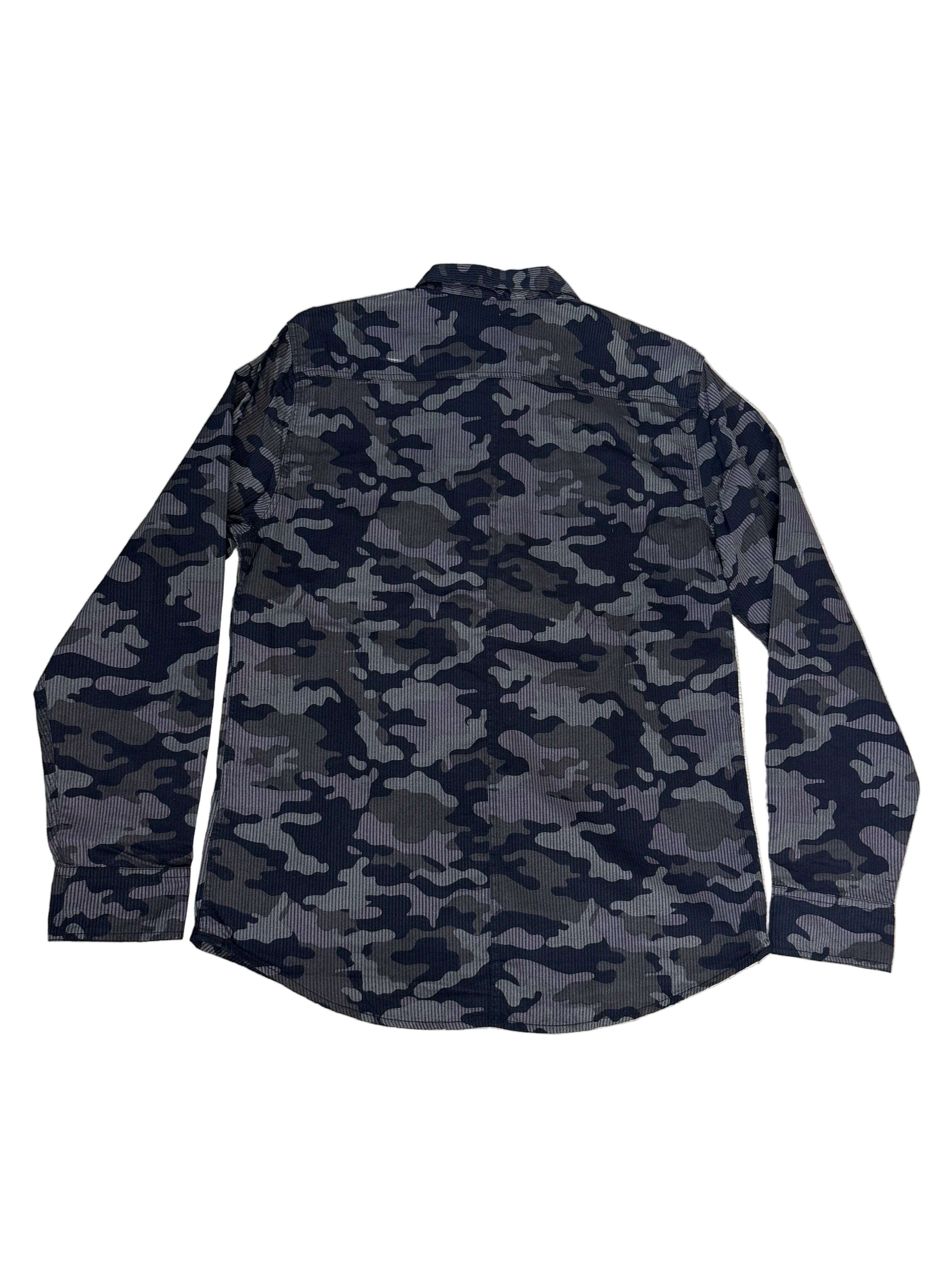 Grey & Black Camouflage Button-Up L