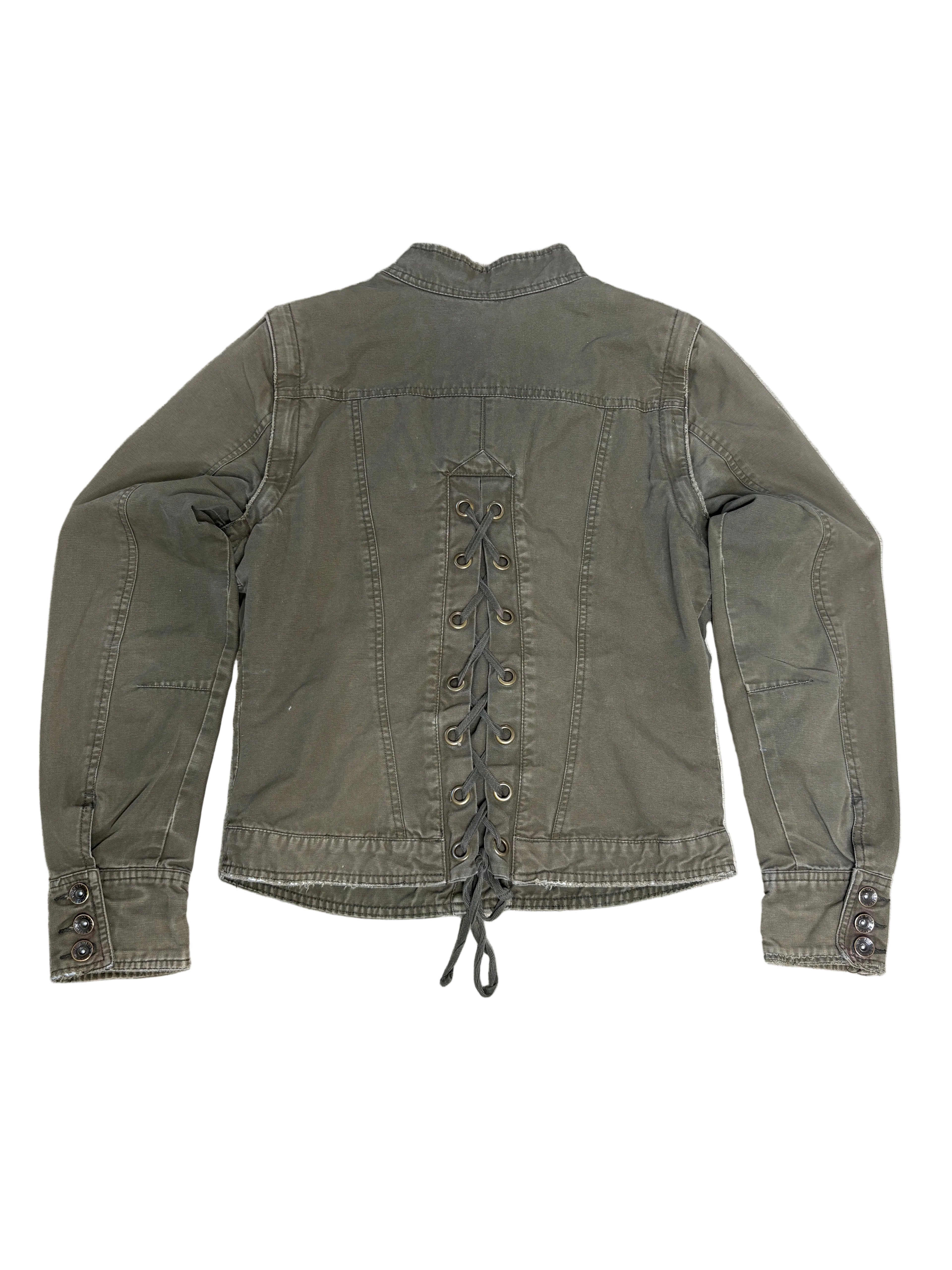 Military Inspired Canvas Jacket- M