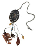 Boho Feather & Cowhide Necklace