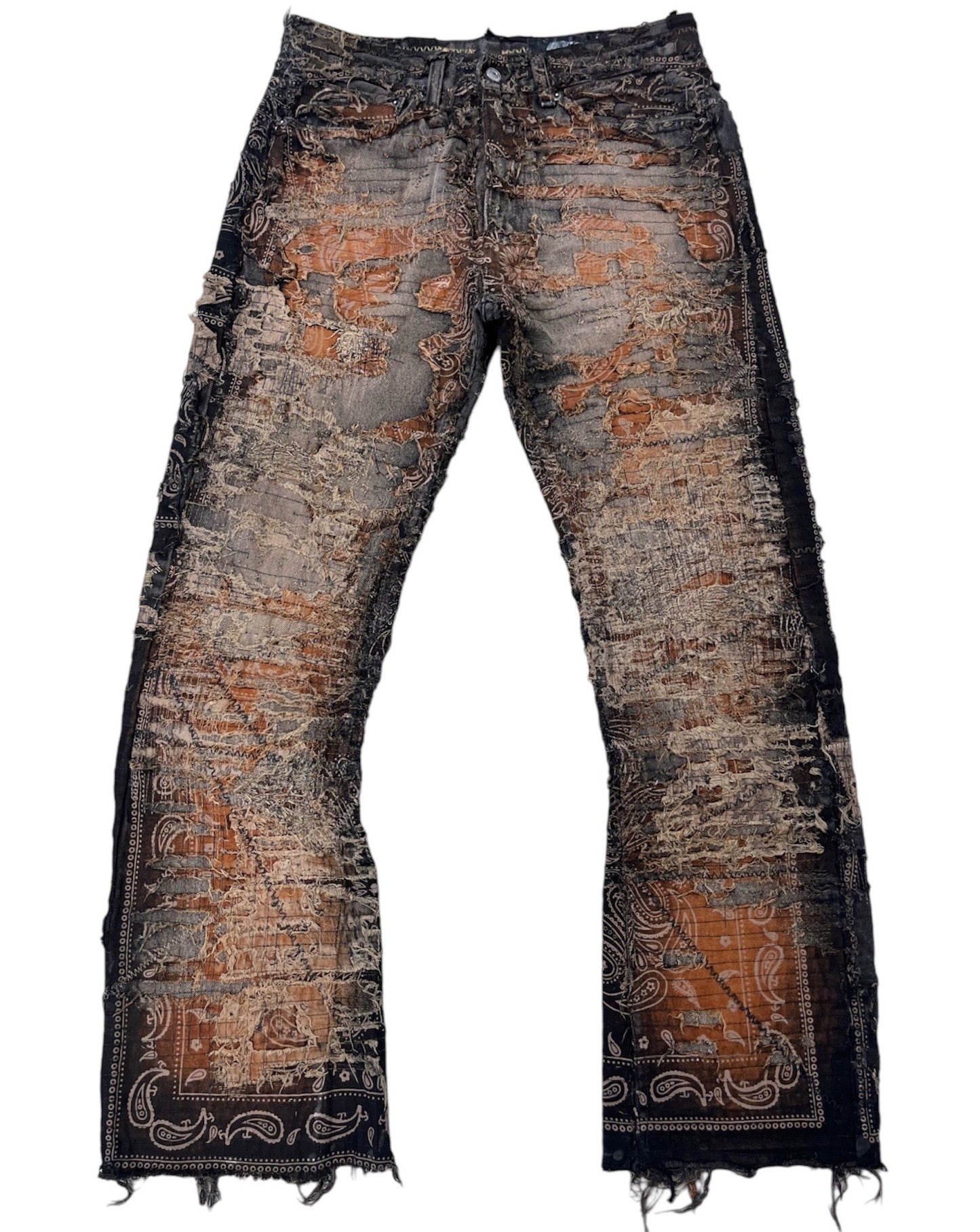 Rust Boro Paisley Flares- 32