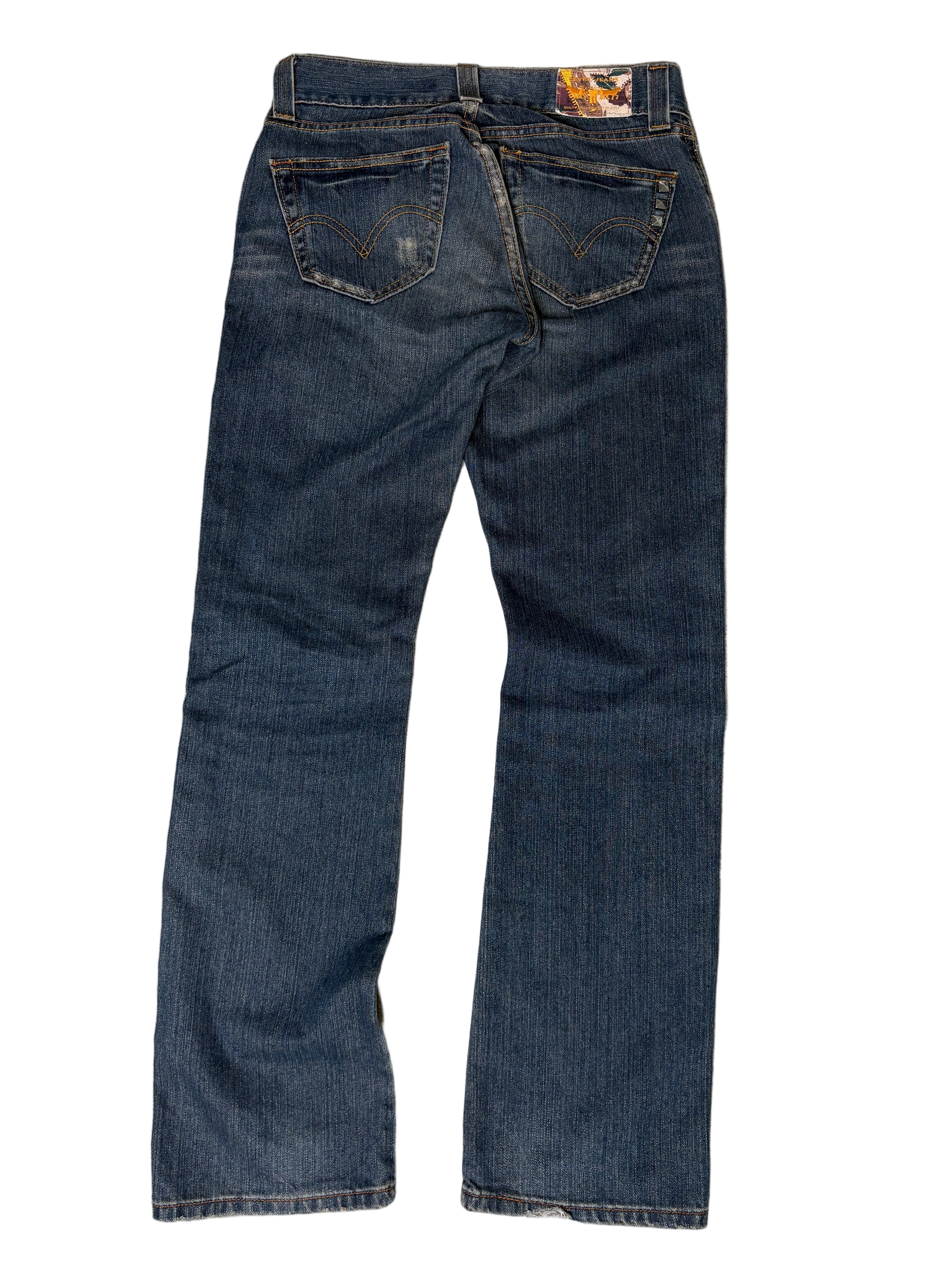 Floral Embroidered Low Rise Denim- 5