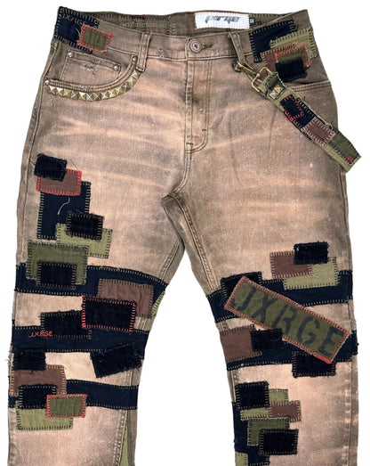 Olive Patchwork Flares- 32/33