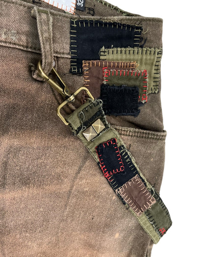 Olive Patchwork Flares- 32/33