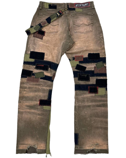 Olive Patchwork Flares- 32/33