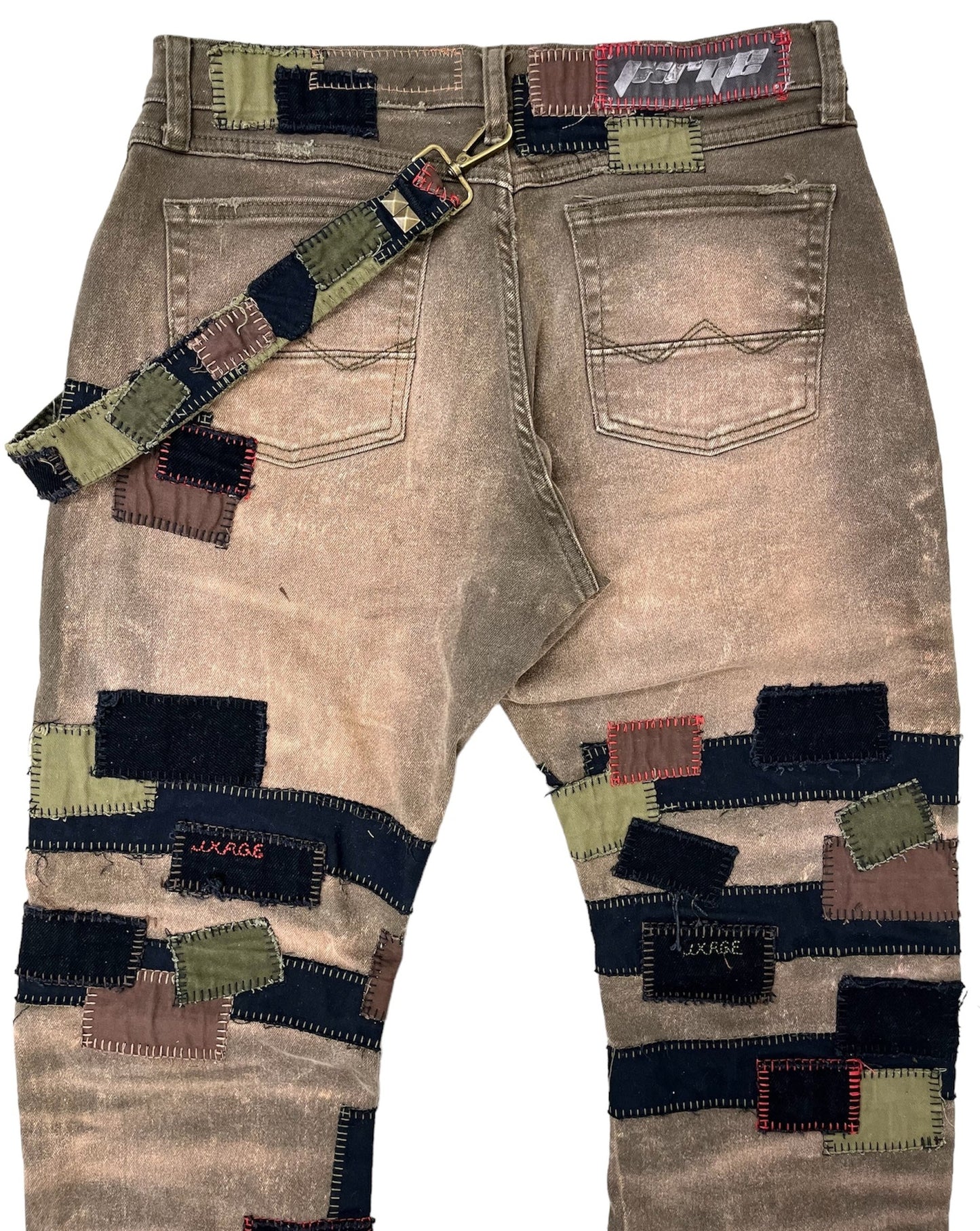 Olive Patchwork Flares- 32/33