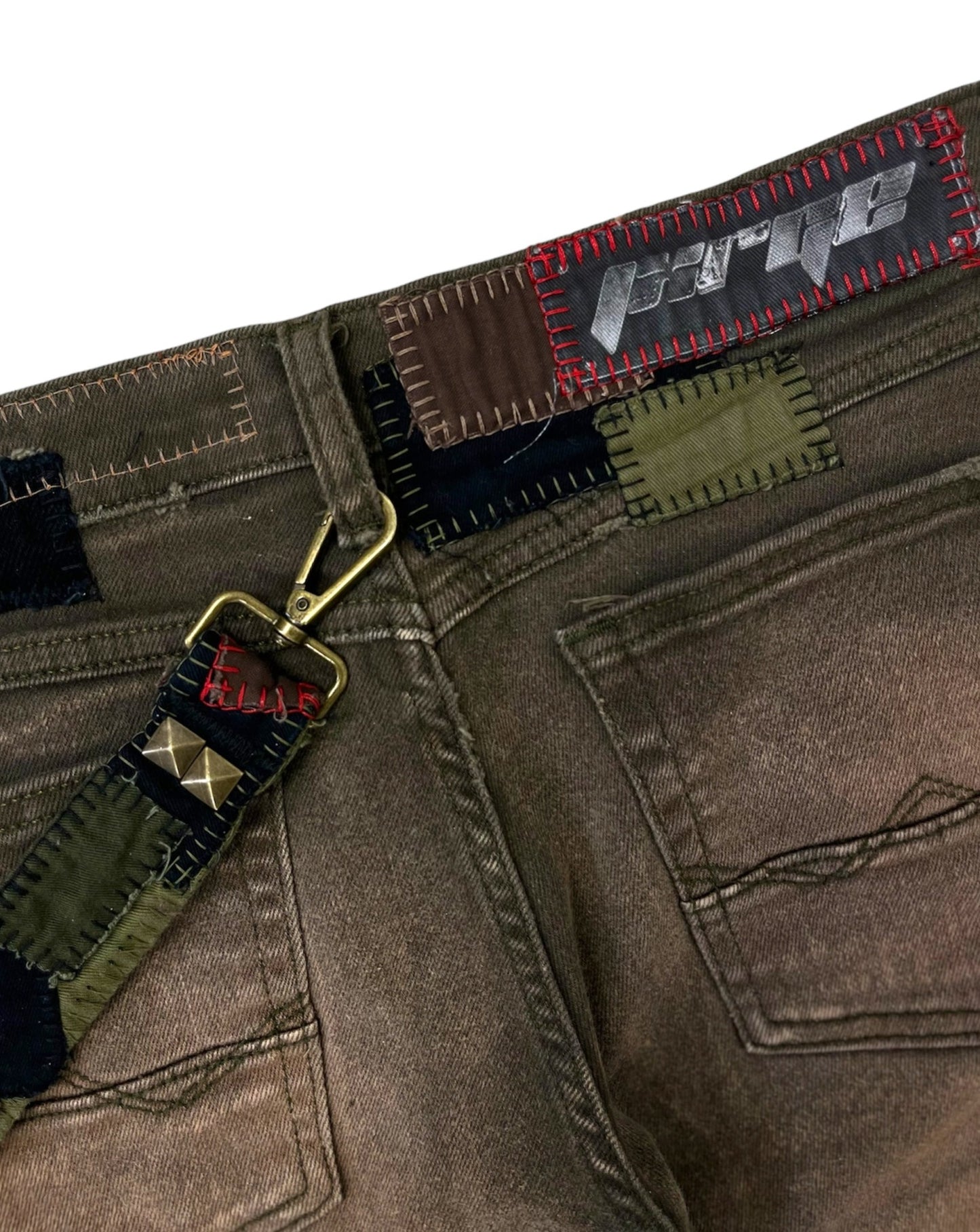 Olive Patchwork Flares- 32/33