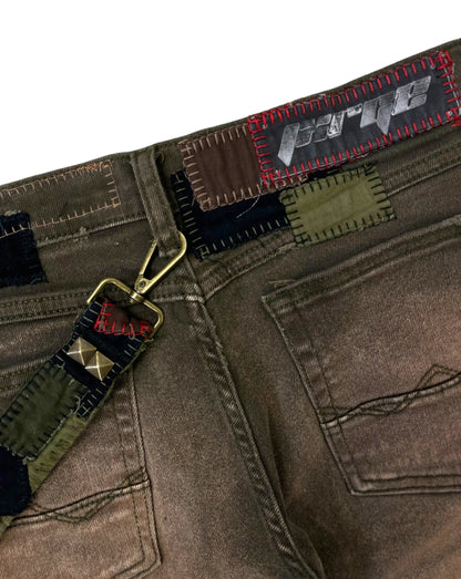 Olive Patchwork Flares- 32/33