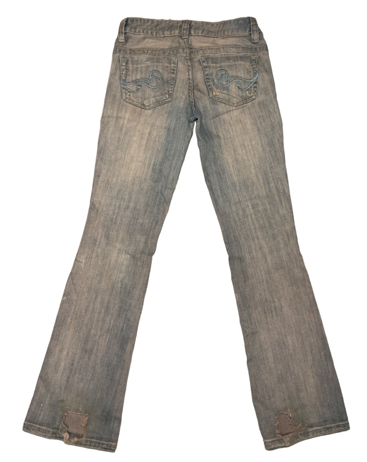 Dirty Dye Low Rise Flares- XS