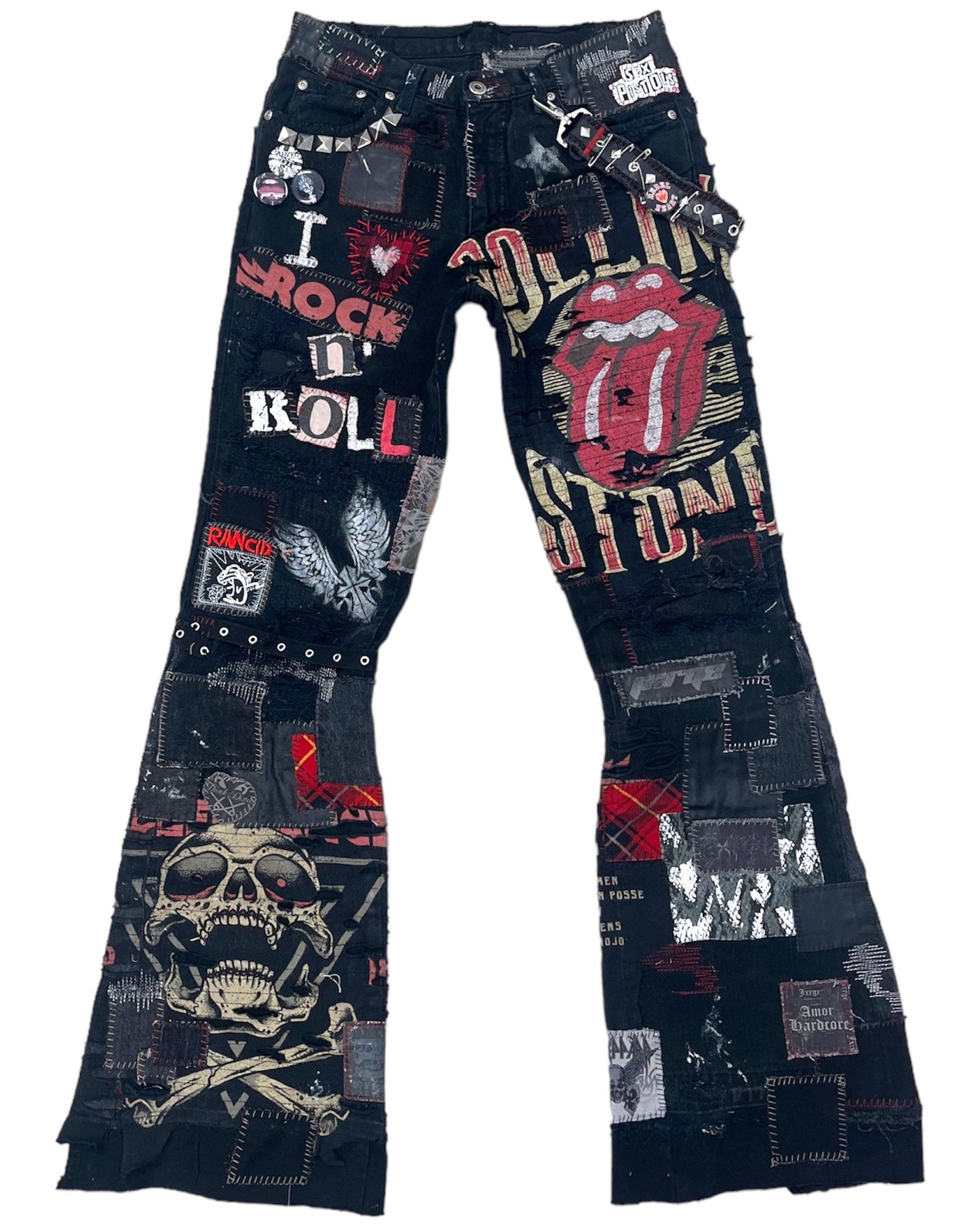 Rock N' Roll Patchwork Flares