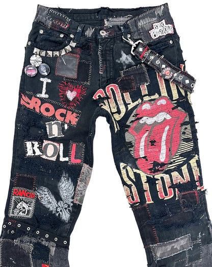 Rock N' Roll Patchwork Flares