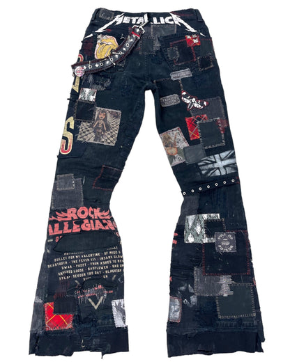 Rock N' Roll Patchwork Flares