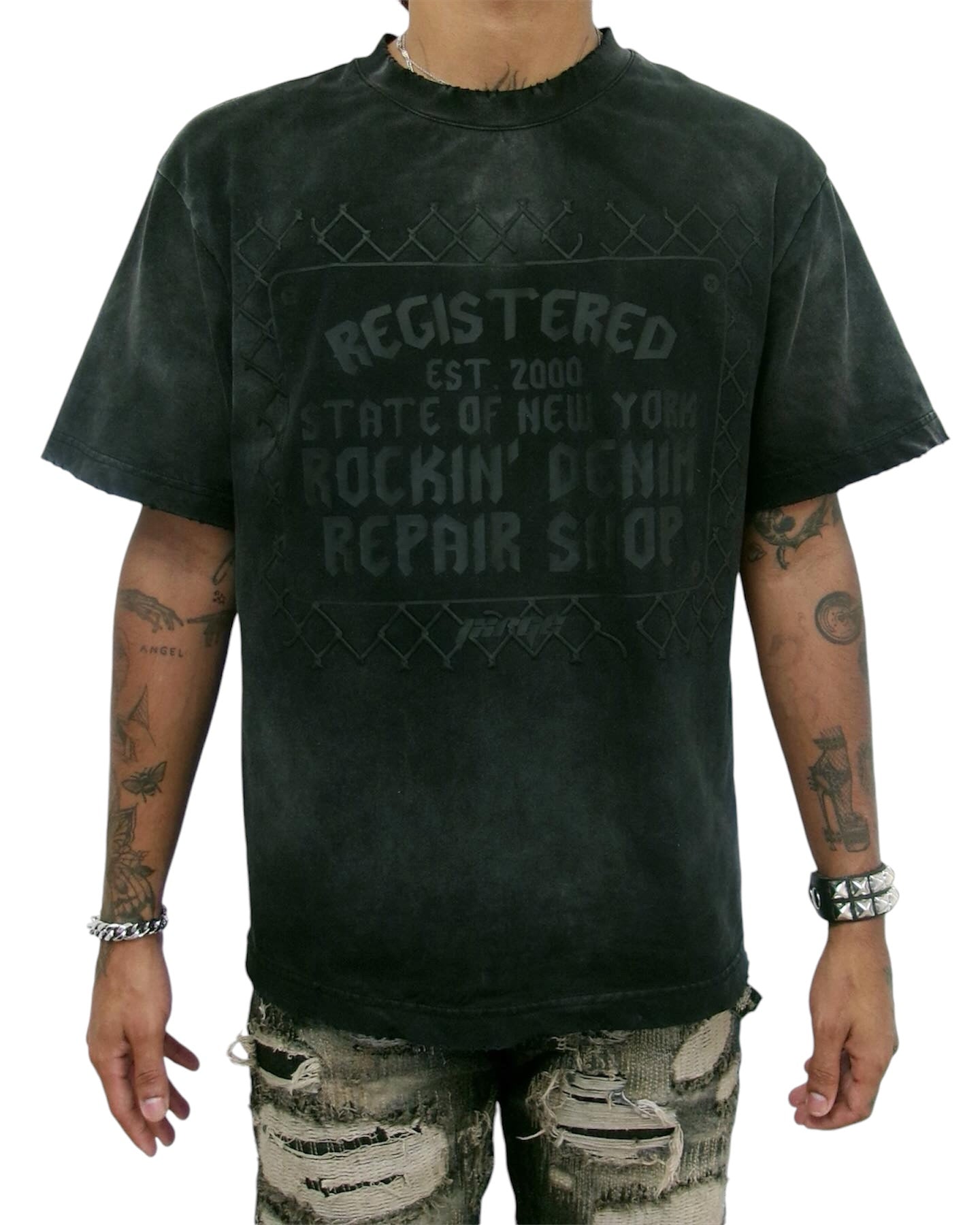 DMV Distressed Tee- Faded Black