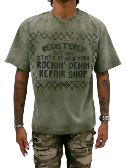 DMV Distressed Tee- Vintage Olive Green