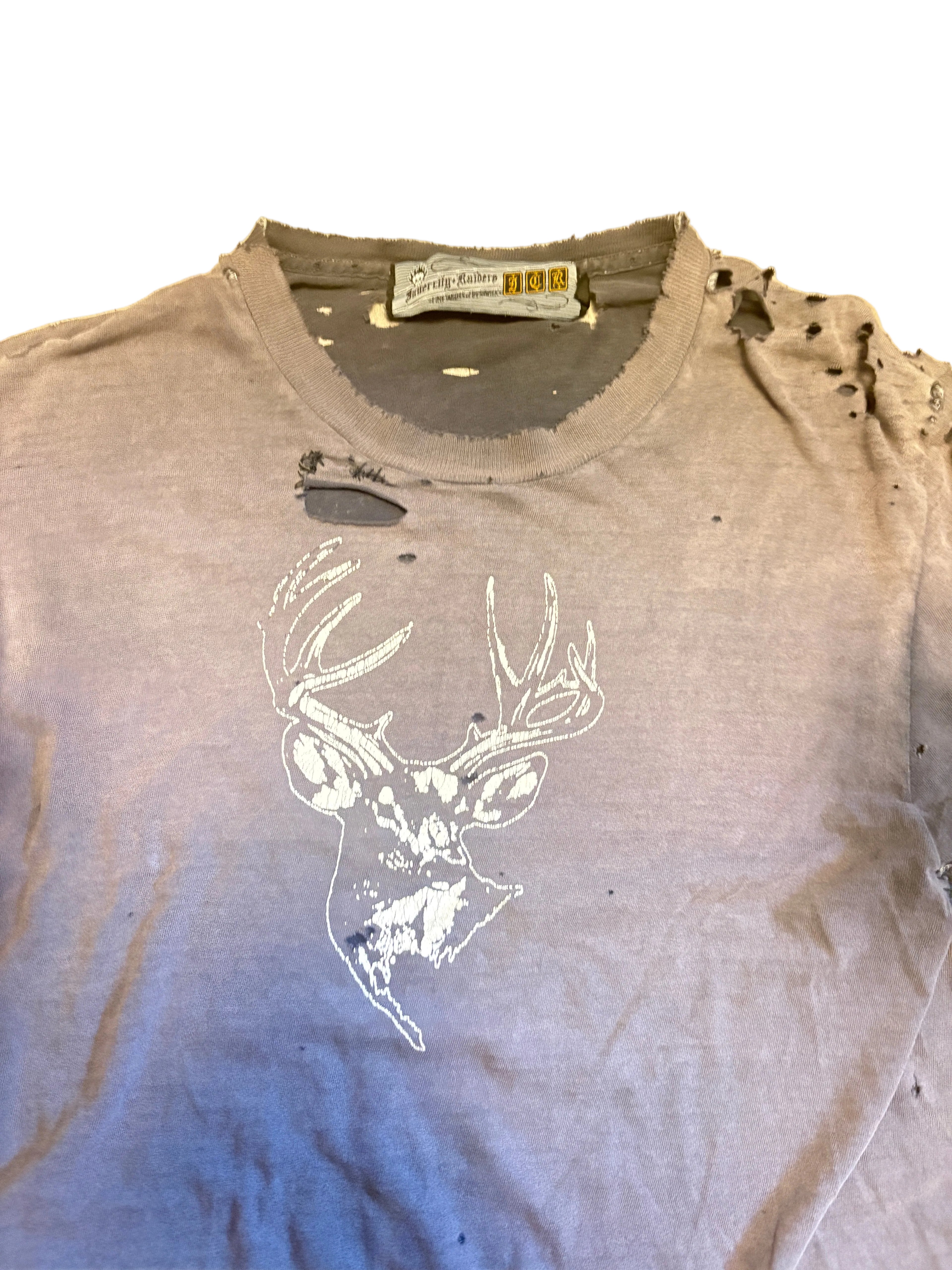 Decaying Deer Print Tee- S