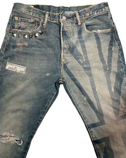 Union Jack Distressed Jeans- 31