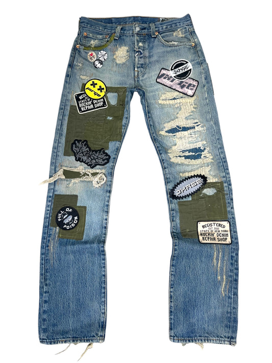 Graphic Patchwork Denim- 30