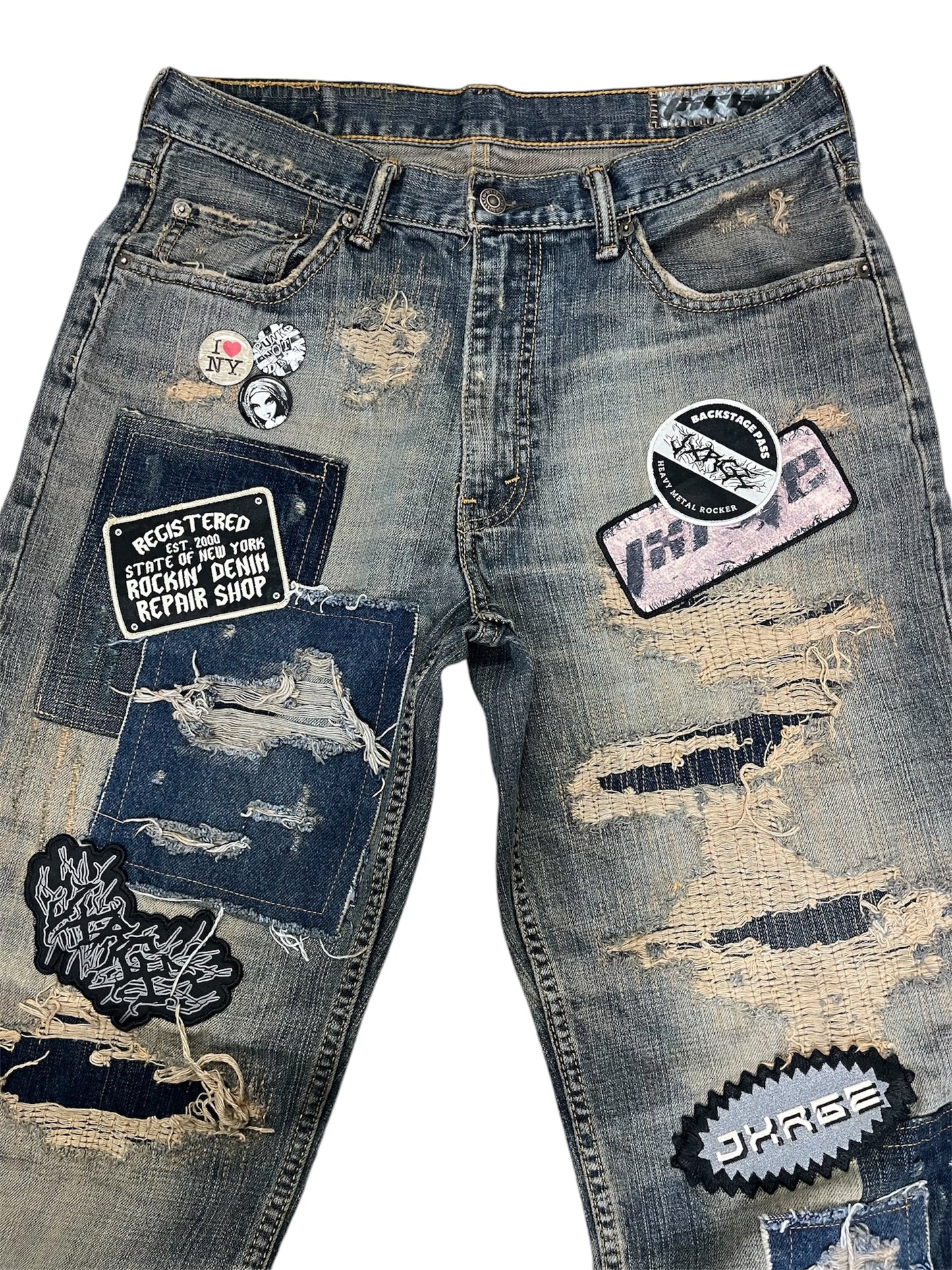 Graphic Patchwork Denim- 34