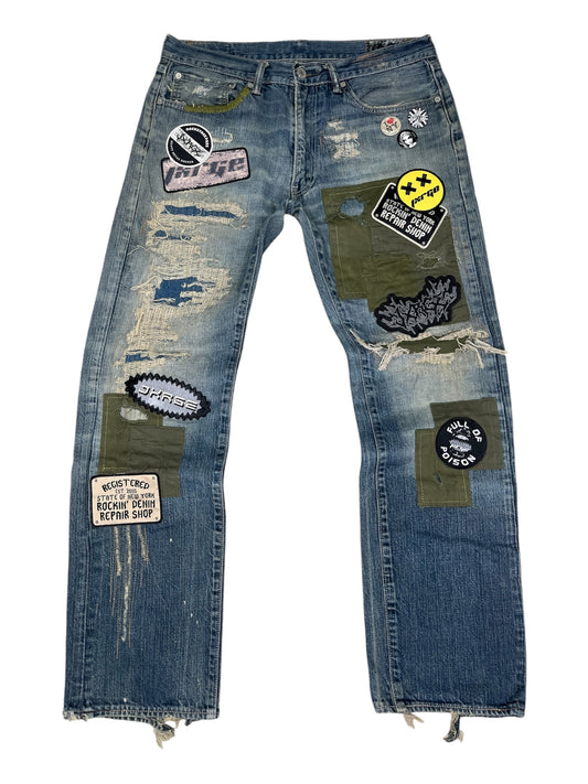 Graphic Patchwork Denim- 36