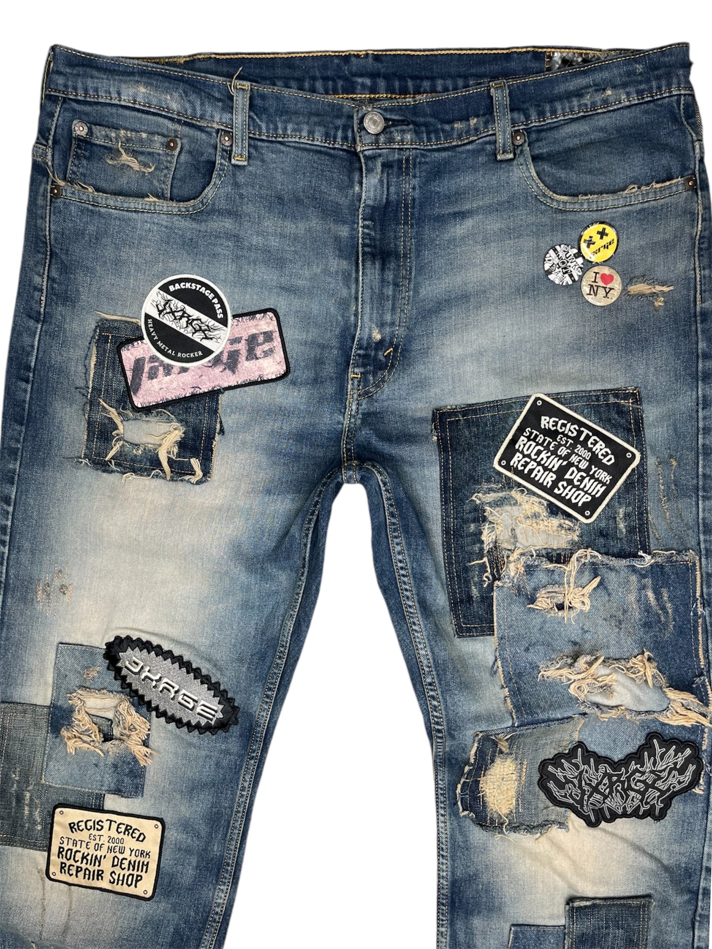 Graphic Patchwork Denim- 40