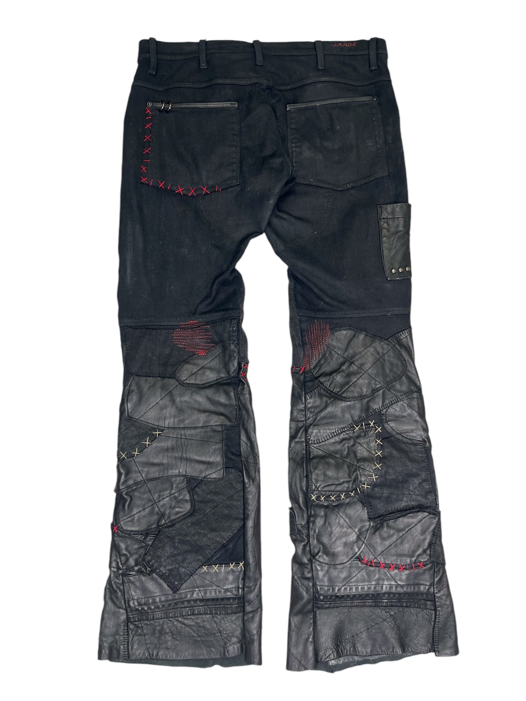 Patchwork Leather Flares- 34