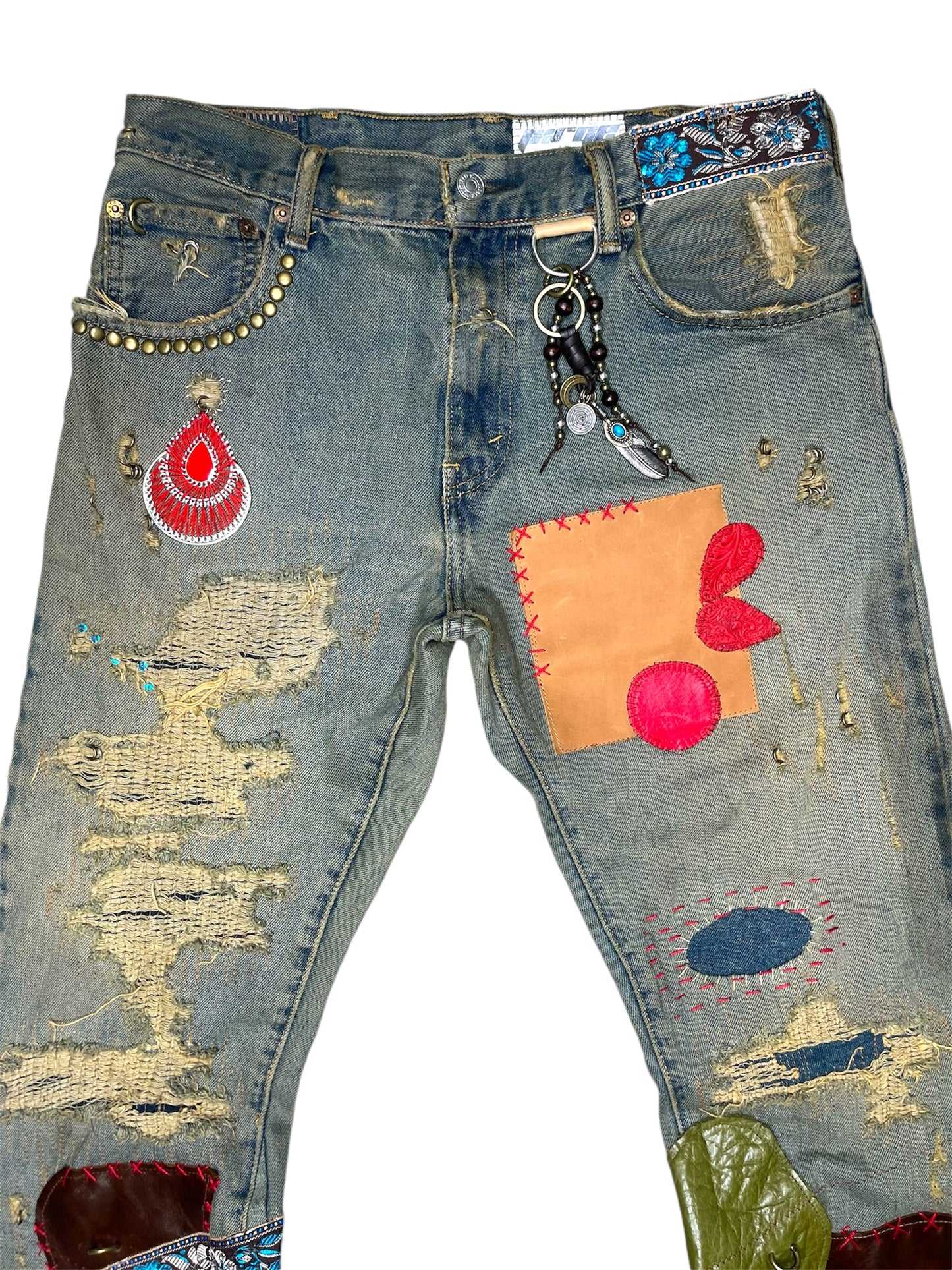 Leather Patchwork Flares- 32