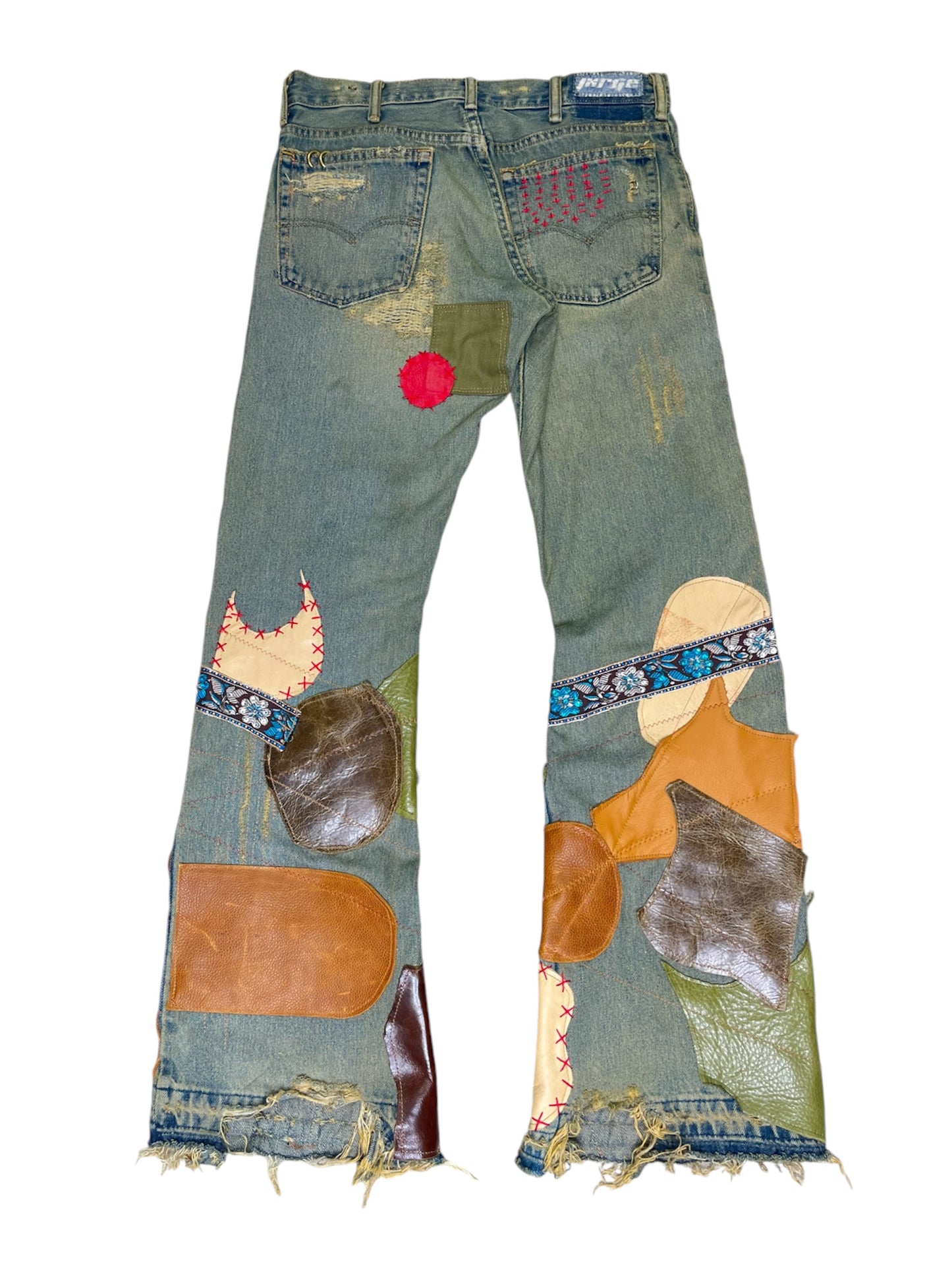 Leather Patchwork Flares- 32