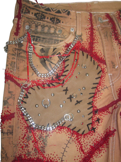 Body Modification Beaded Denim- 31