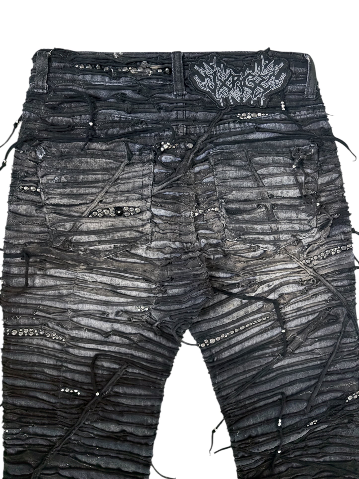 Obsidian Crust Studded Tassel Denim- 28