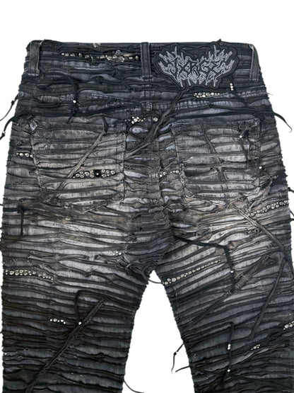 Obsidian Crust Studded Tassel Denim- 28