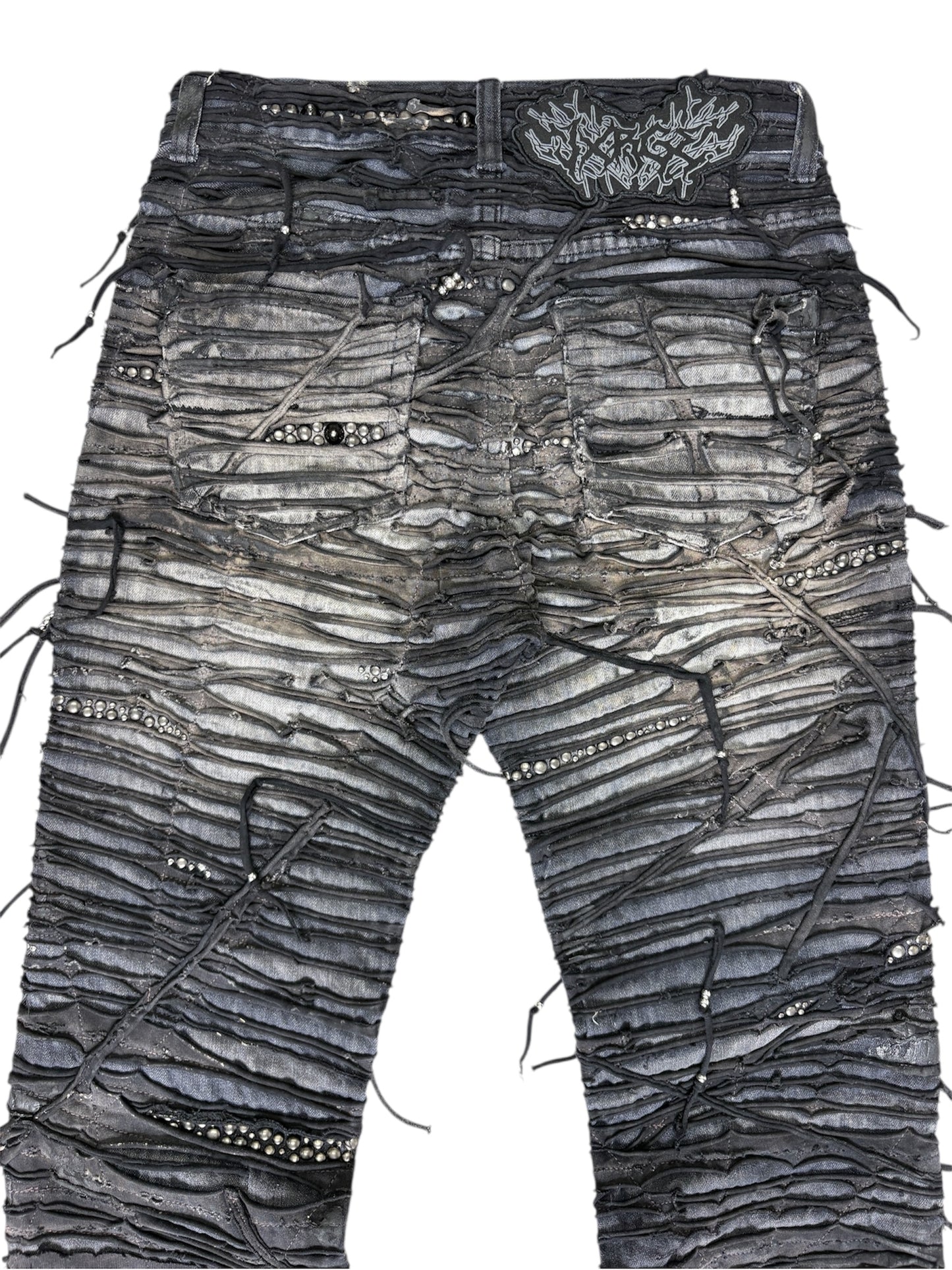 Obsidian Crust Studded Tassel Denim- 28