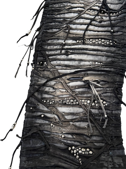 Obsidian Crust Studded Tassel Denim- 28