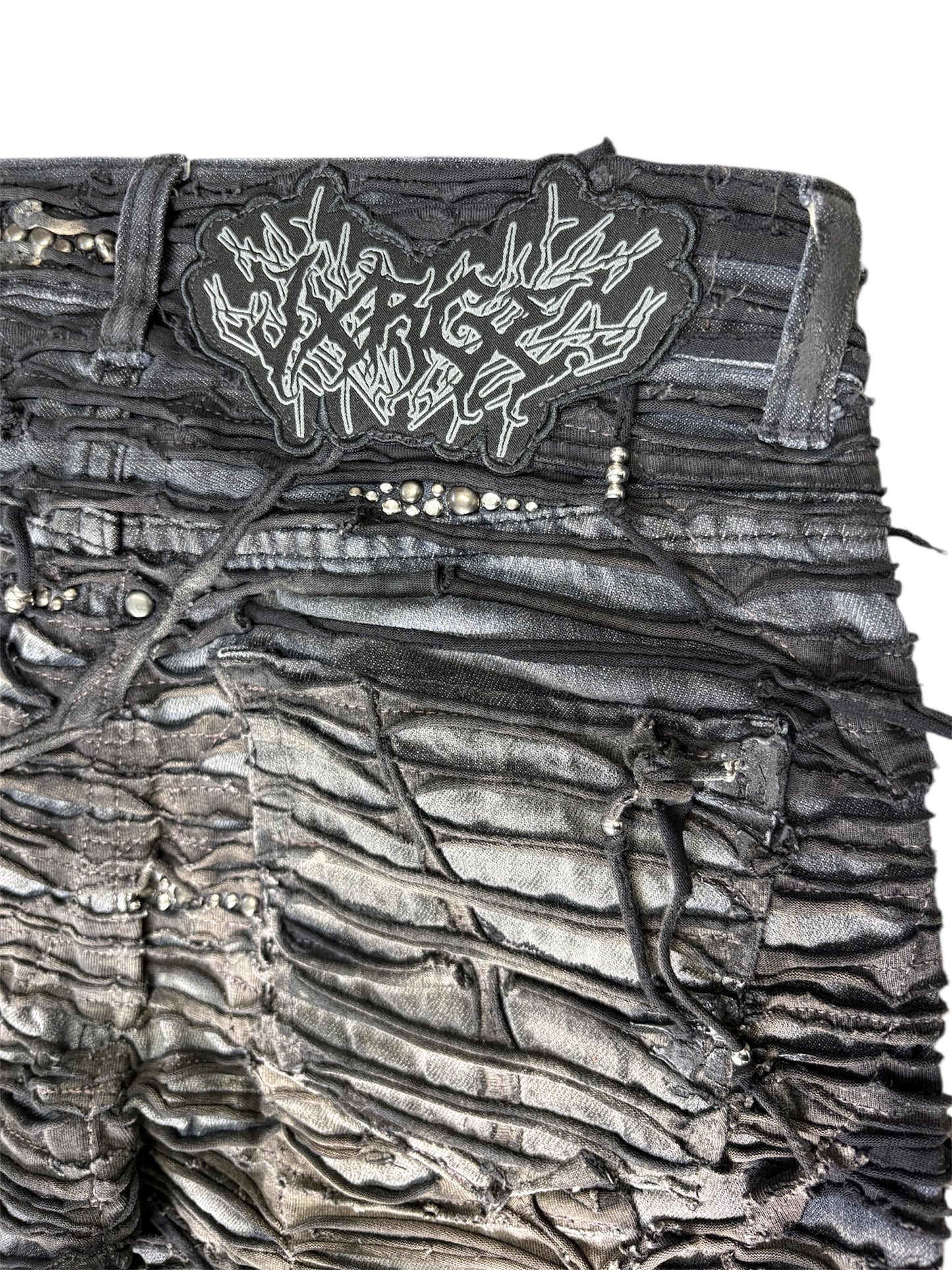 Obsidian Crust Studded Tassel Denim- 28