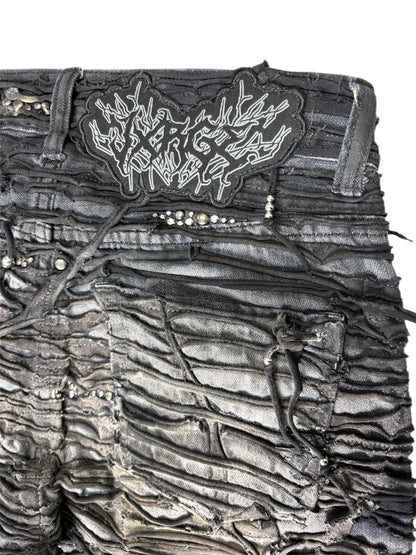 Obsidian Crust Studded Tassel Denim- 28