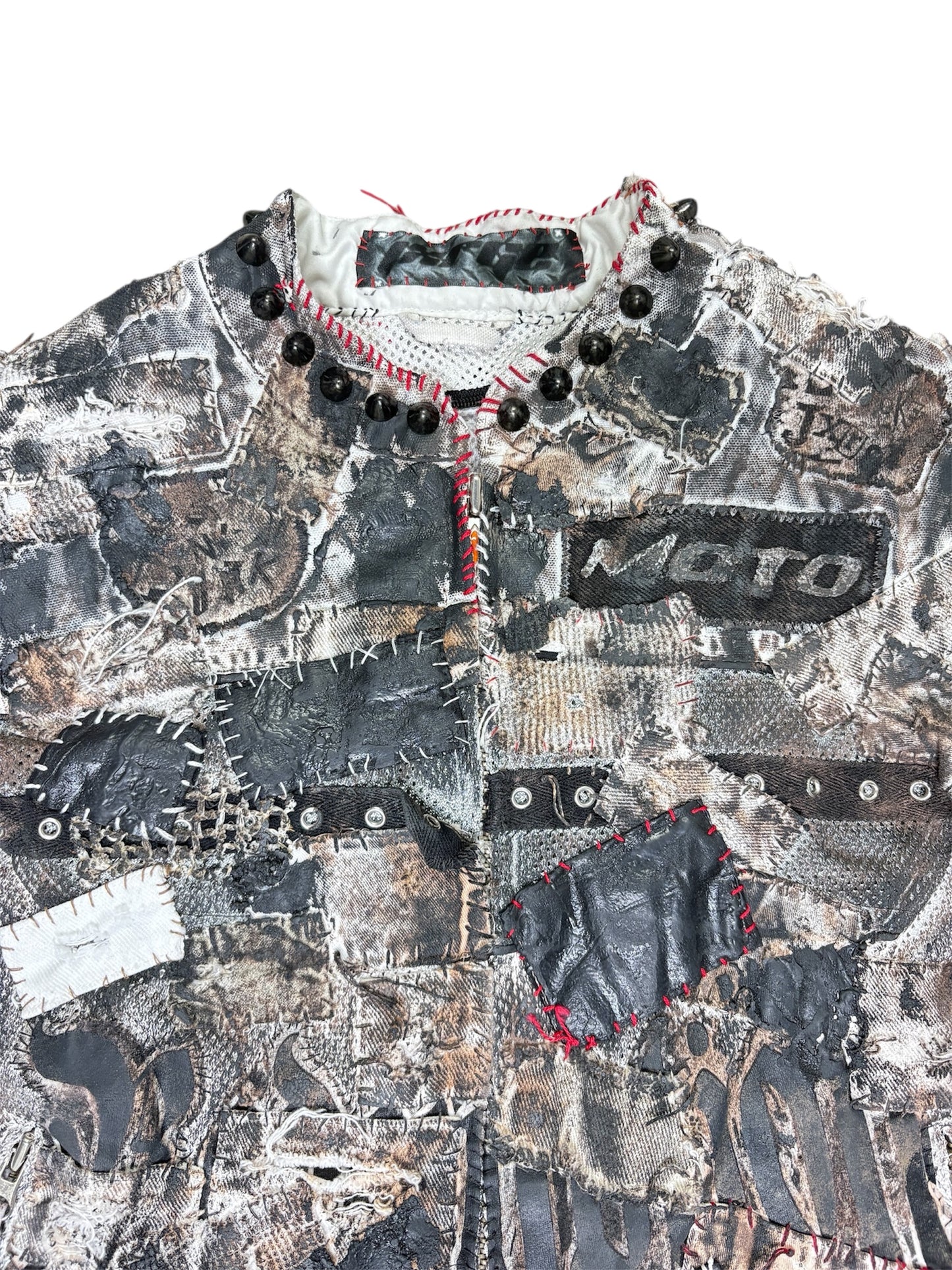 DESTRUCTION PATCHWORK MOTO JACKET- XS