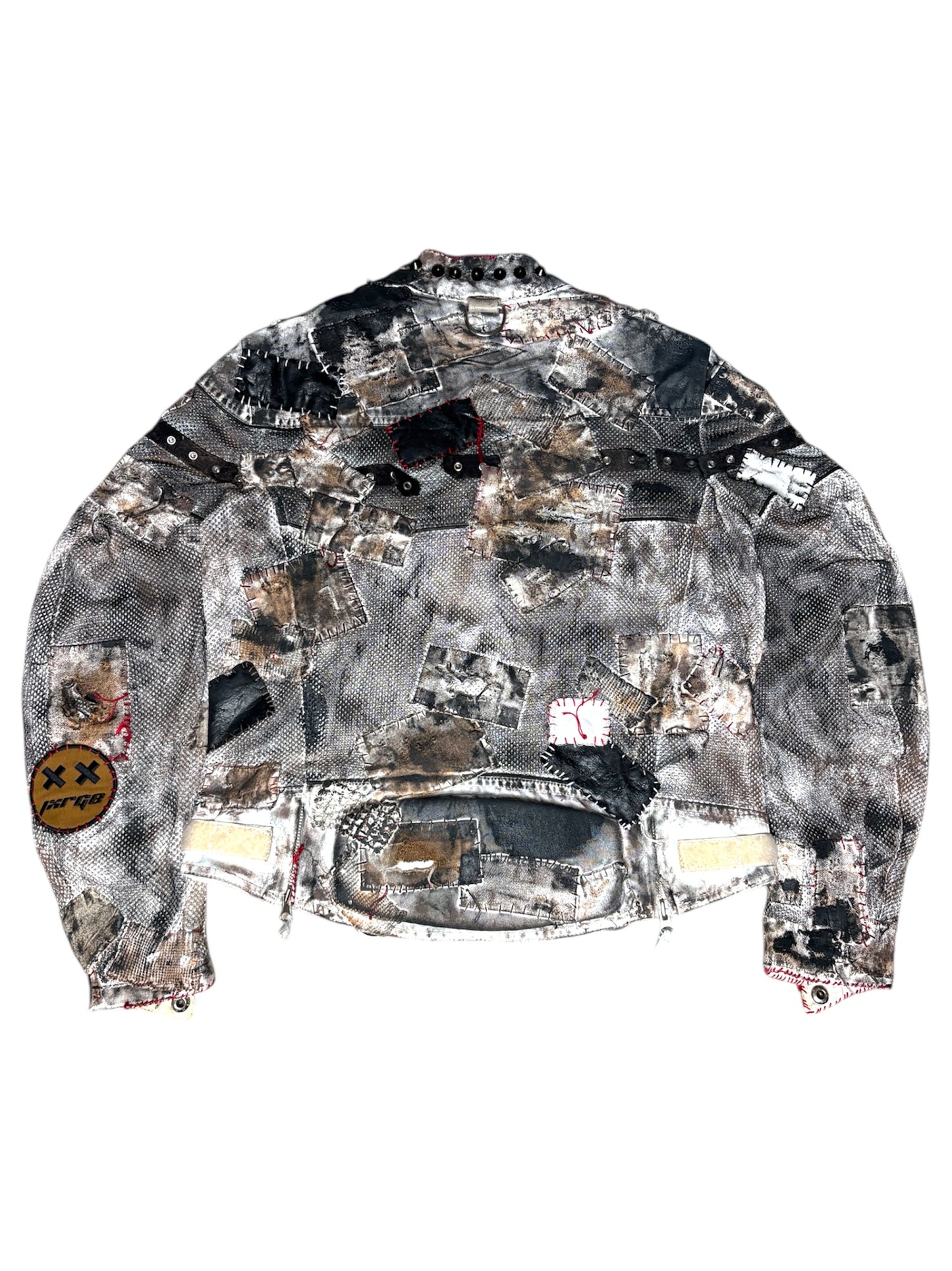 DESTRUCTION PATCHWORK MOTO JACKET- XS