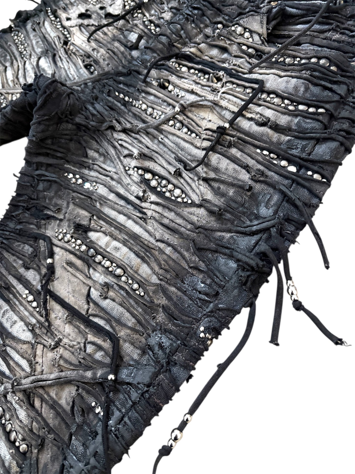 Obsidian Crust Studded Tassel Denim- 28