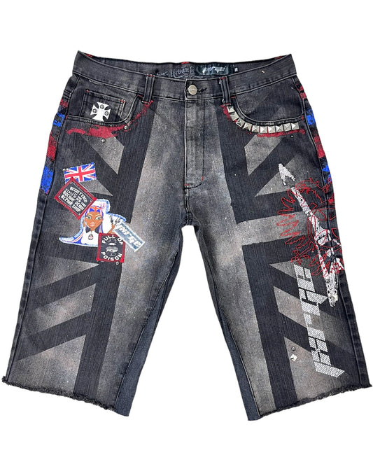 Union Jack Embellished Jorts- 36