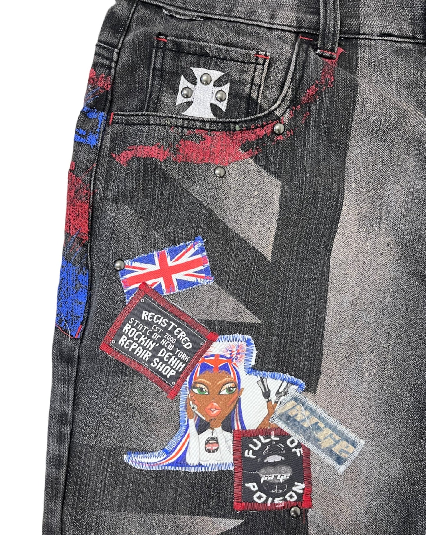 Union Jack Embellished Jorts- 36