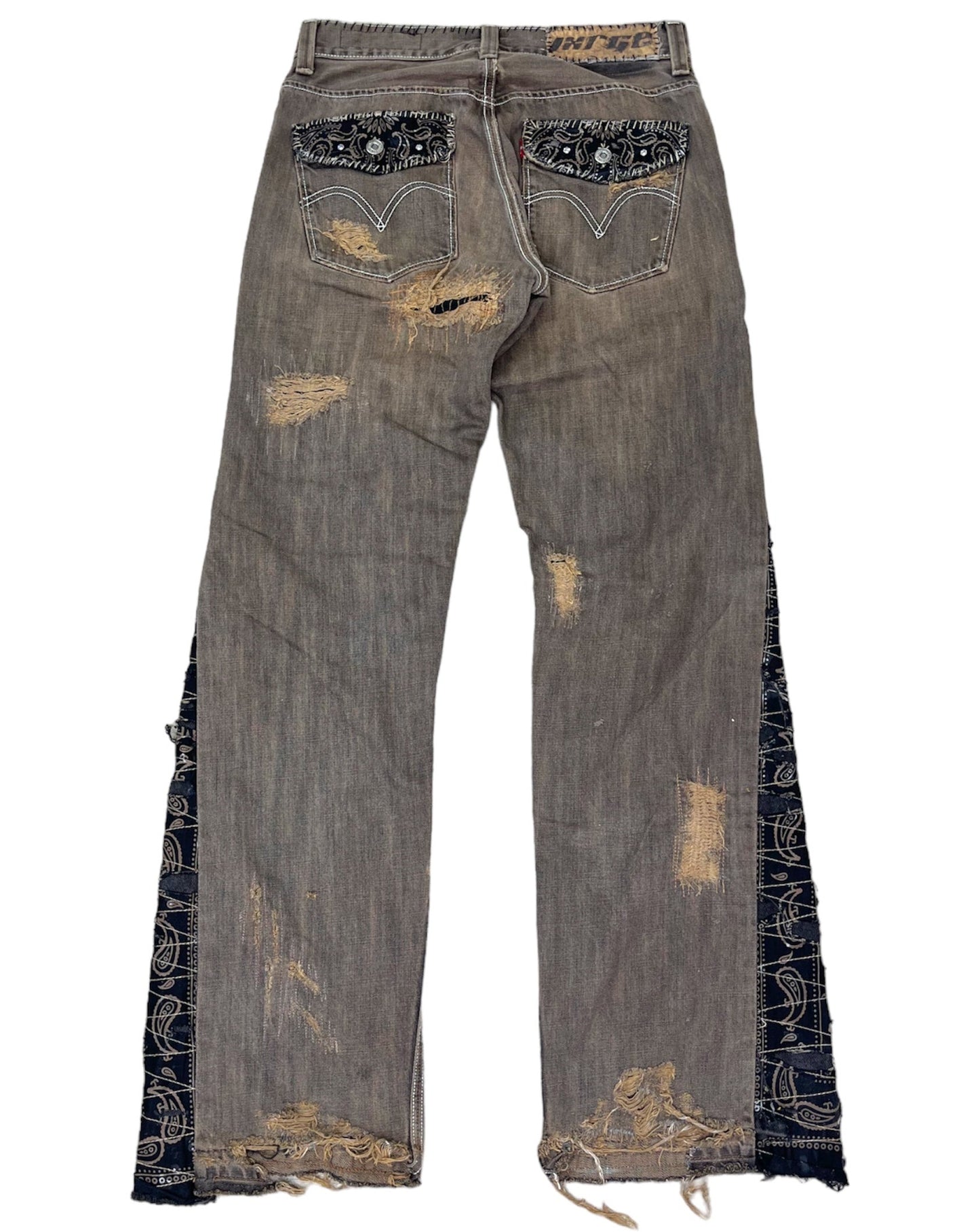 Distressed Paisley Flares- 32