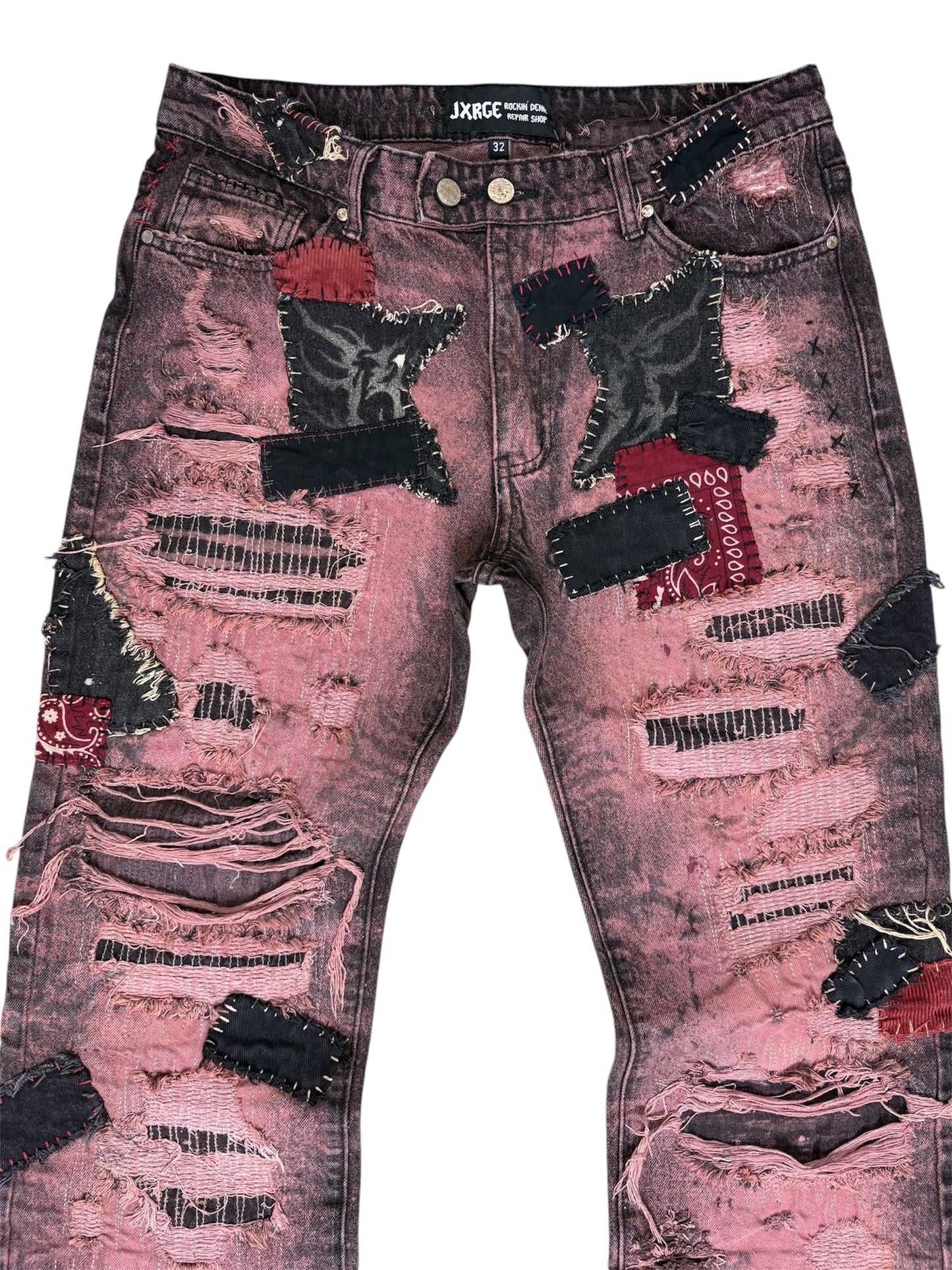 Moto Overdye Patchwork Denim- 32