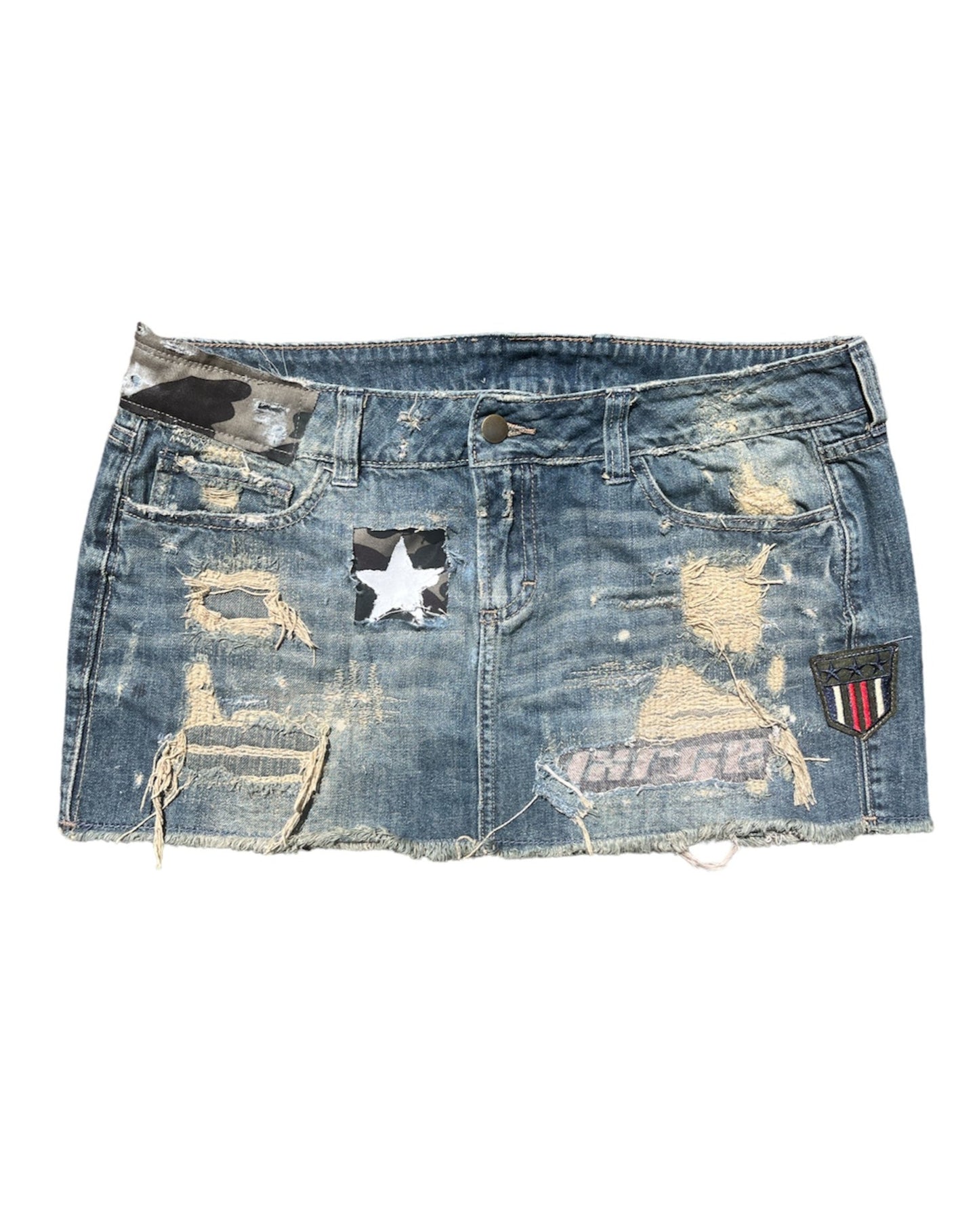 Army Denim Skirt- L