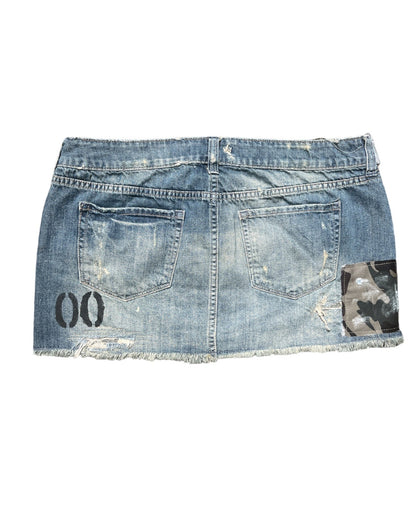 Army Denim Skirt- L