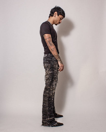 Obsidian Crust Studded Tassel Denim- 28