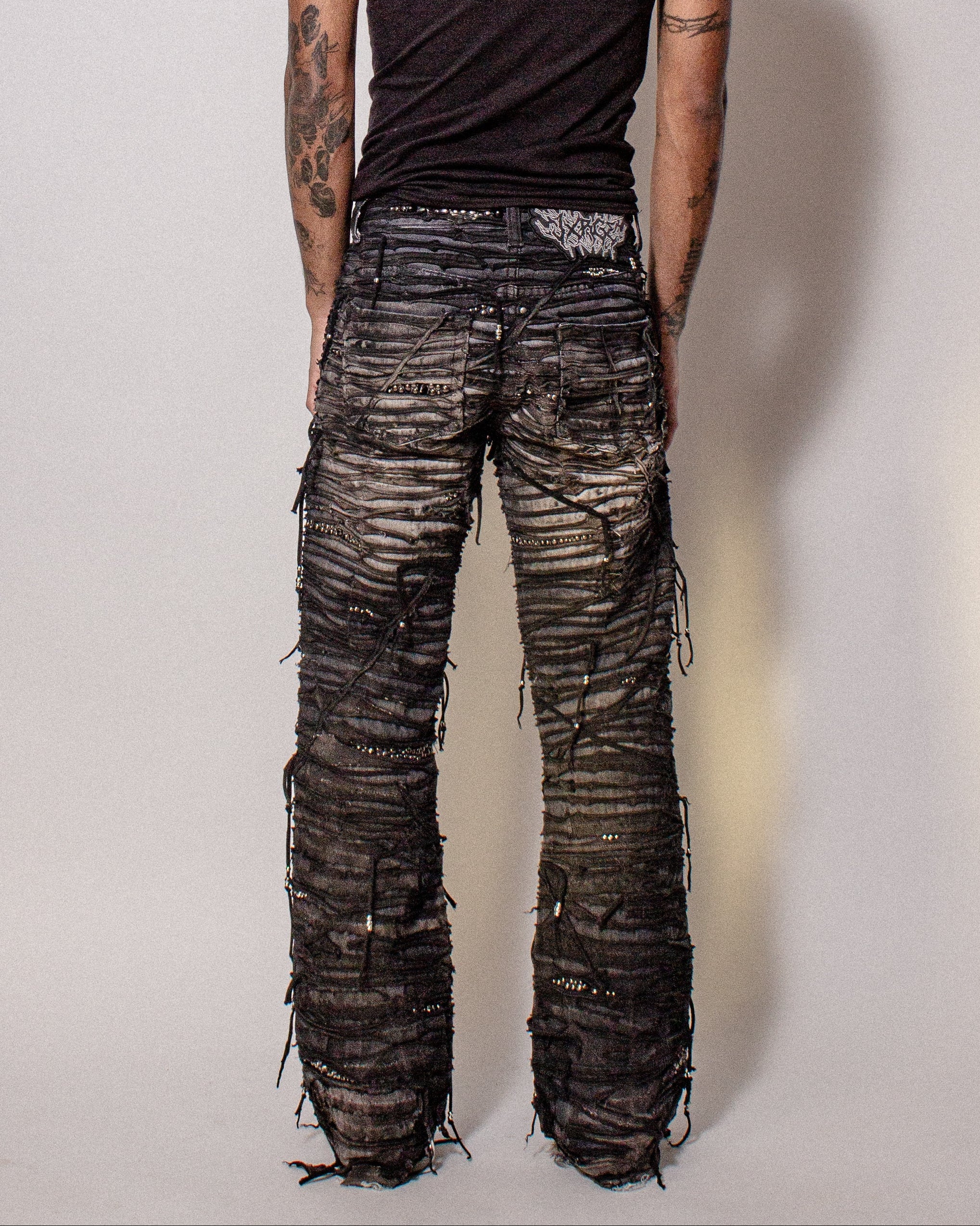 Obsidian Studded Tassel Denim- 28