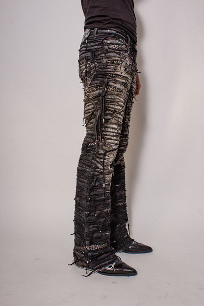 Obsidian Crust Studded Tassel Denim- 28