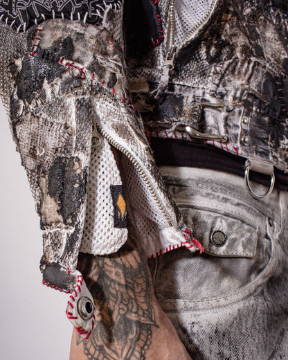DESTRUCTION PATCHWORK MOTO JACKET- XS